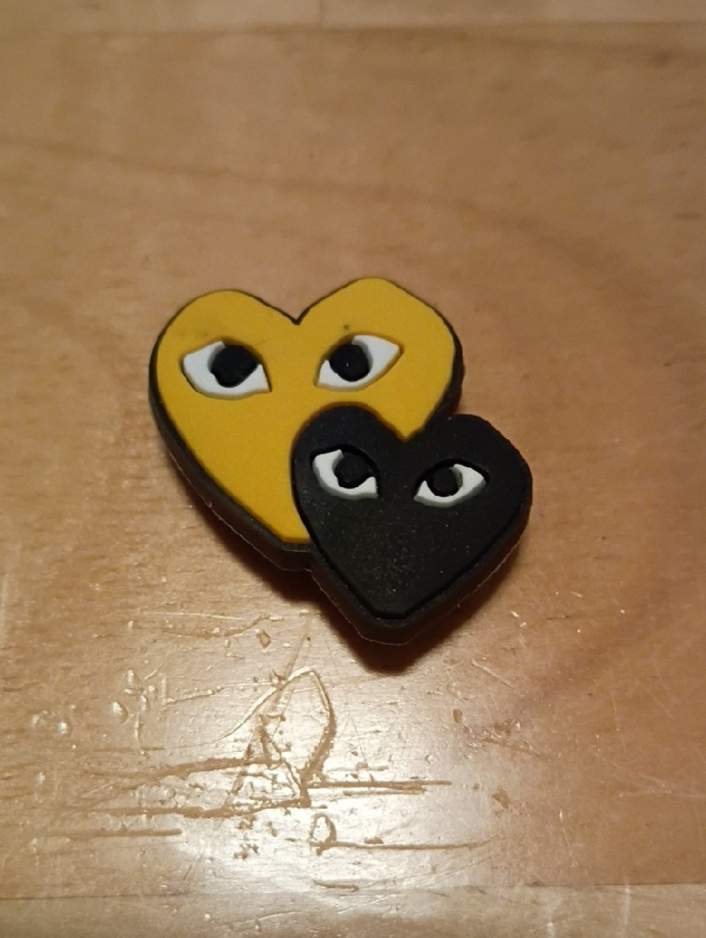 10 for $10 Jibbitz Croc Charms - Double Heart Yellow Black - New Shoe Charm